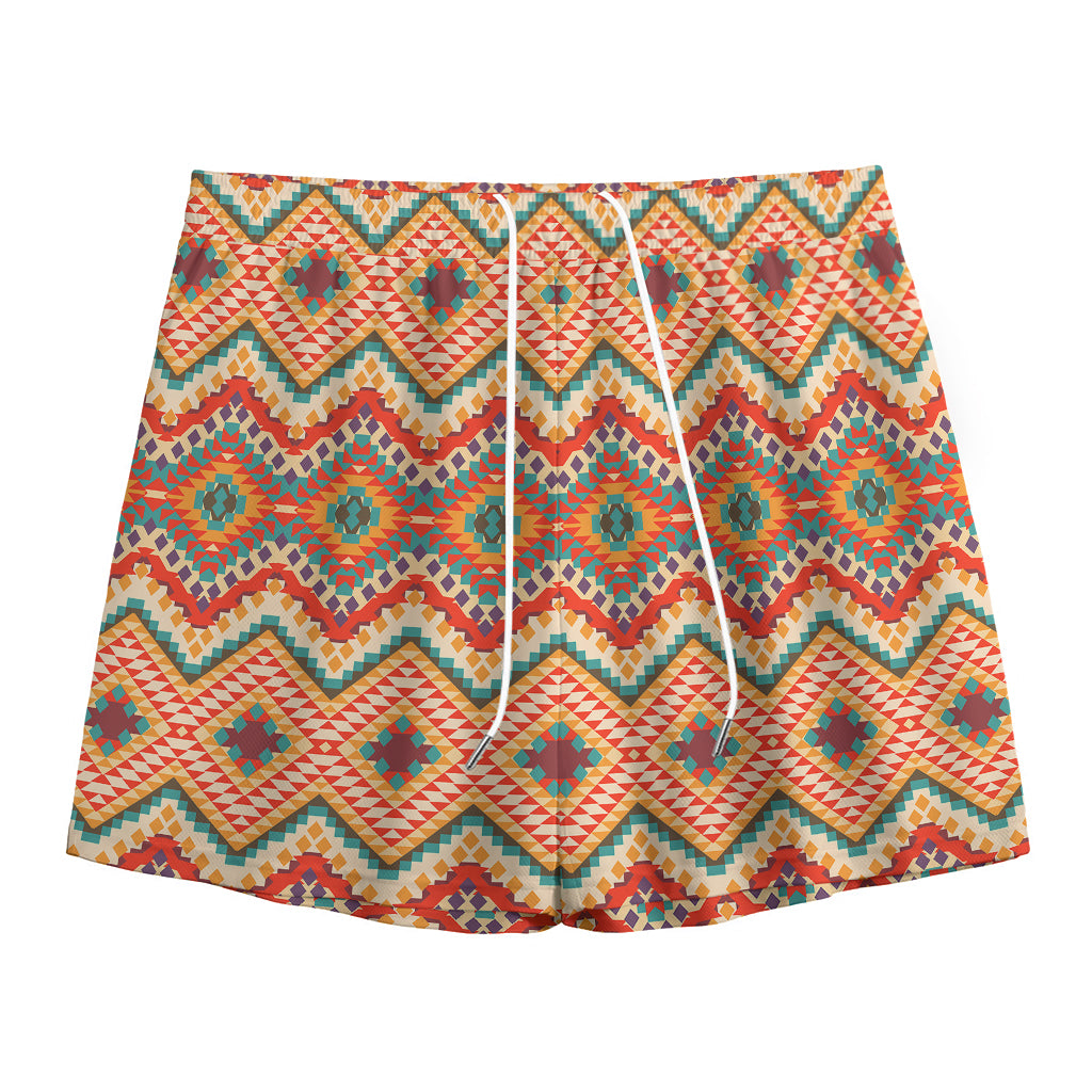 Geometric Navajo Pattern Print Mesh Shorts