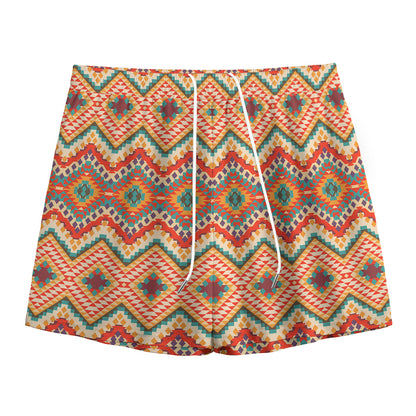 Geometric Navajo Pattern Print Mesh Shorts
