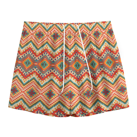 Geometric Navajo Pattern Print Mesh Shorts