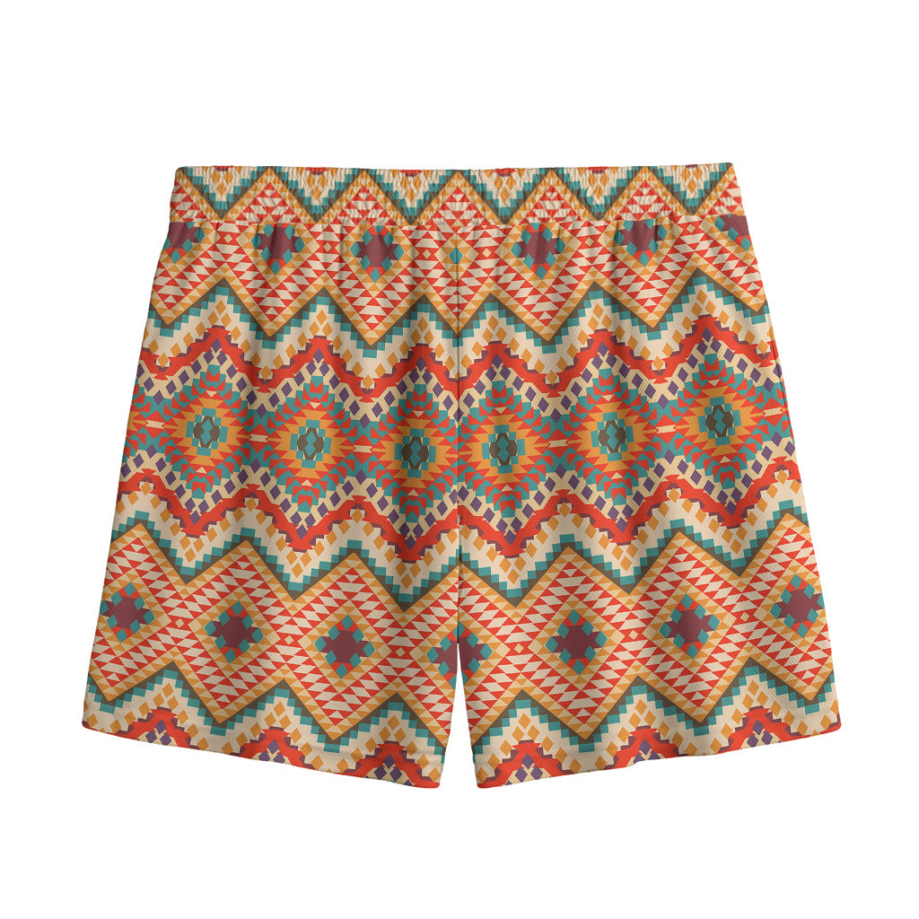 Geometric Navajo Pattern Print Mesh Shorts
