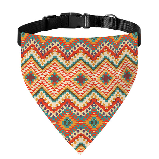 Geometric Navajo Pattern Print Over The Collar Dog Bandana