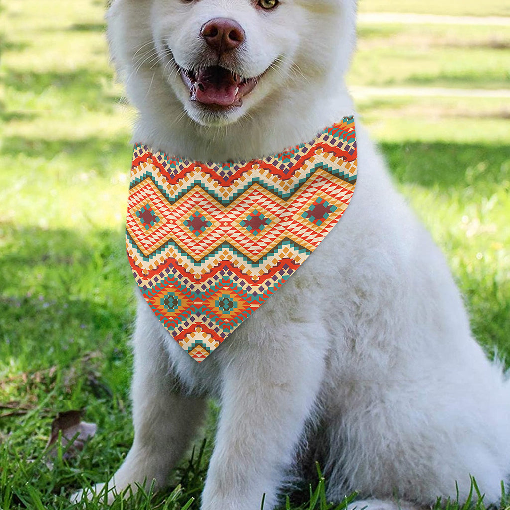 Geometric Navajo Pattern Print Over The Collar Dog Bandana