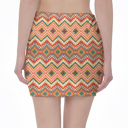 Geometric Navajo Pattern Print Pencil Mini Skirt