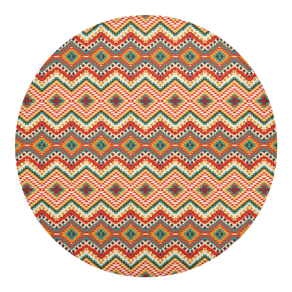 Geometric Navajo Pattern Print Round Blanket