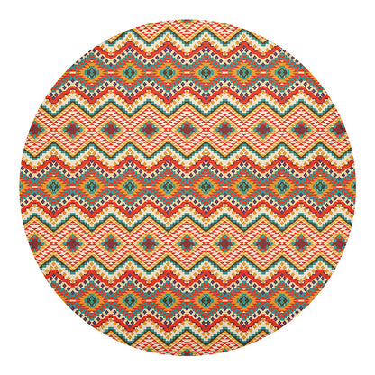 Geometric Navajo Pattern Print Round Blanket
