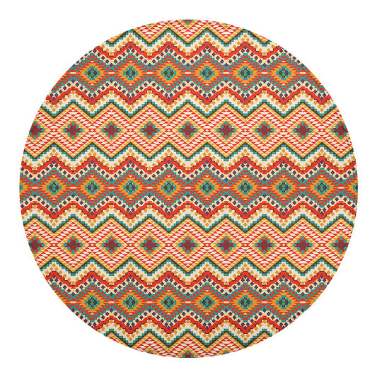 Geometric Navajo Pattern Print Round Blanket