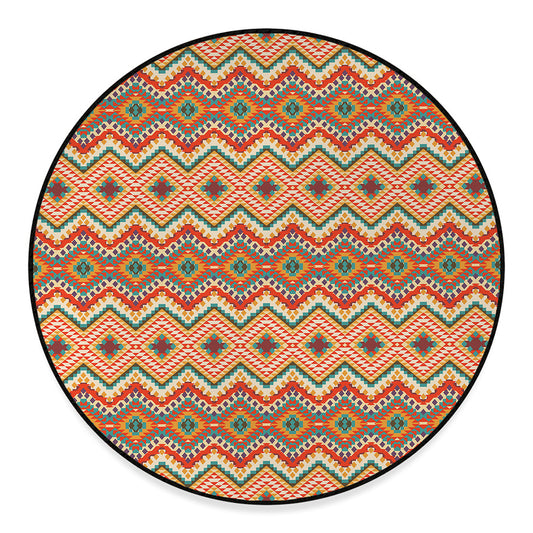 Geometric Navajo Pattern Print Round Floor Mat