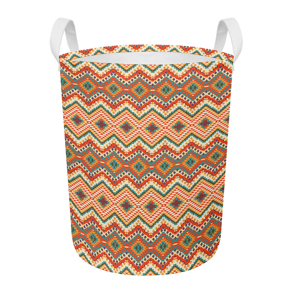 Geometric Navajo Pattern Print Round Laundry Basket