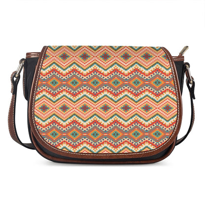 Geometric Navajo Pattern Print Saddle Bag