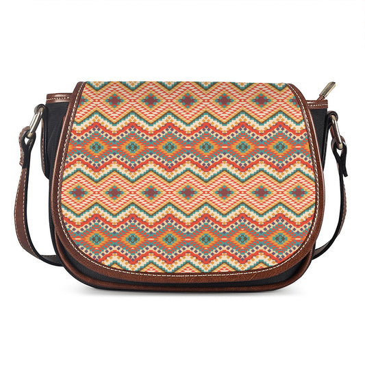 Geometric Navajo Pattern Print Saddle Bag