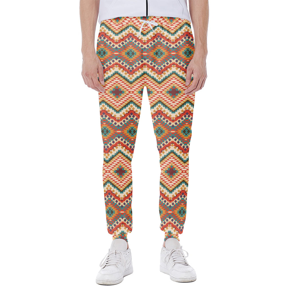 Geometric Navajo Pattern Print Scuba Joggers