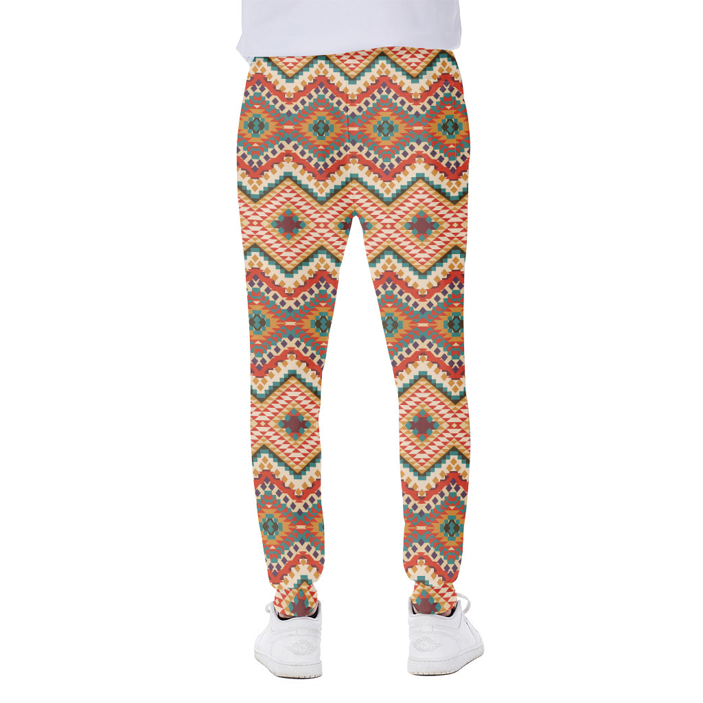 Geometric Navajo Pattern Print Scuba Joggers