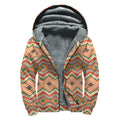 Geometric Navajo Pattern Print Sherpa Lined Zip Up Hoodie
