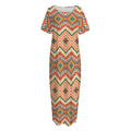 Geometric Navajo Pattern Print Short Sleeve Long Nightdress