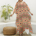 Geometric Navajo Pattern Print Silk V-Neck Kaftan Dress