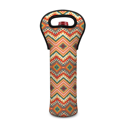Geometric Navajo Pattern Print Single Neoprene Wine Tote