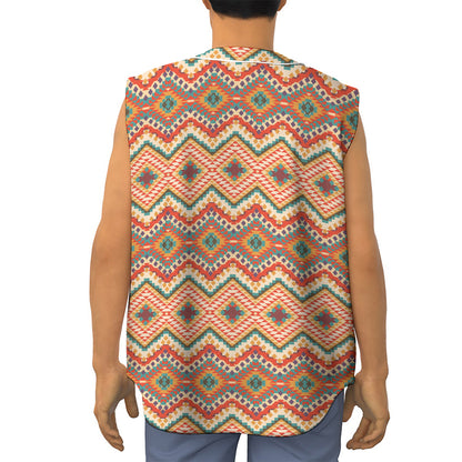 Geometric Navajo Pattern Print Sleeveless Baseball Jersey
