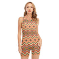 Geometric Navajo Pattern Print Sleeveless One Piece Swimsuit