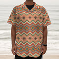 Geometric Navajo Pattern Print Textured Short Sleeve Shirt