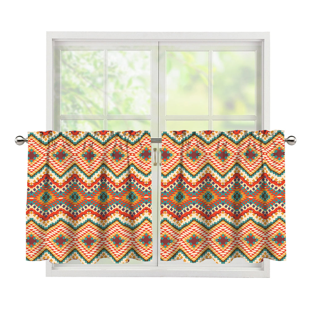 Geometric Navajo Pattern Print Tier Curtains