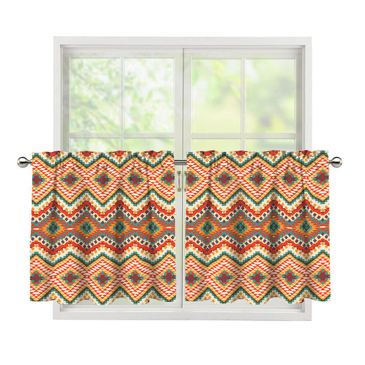 Geometric Navajo Pattern Print Tier Curtains