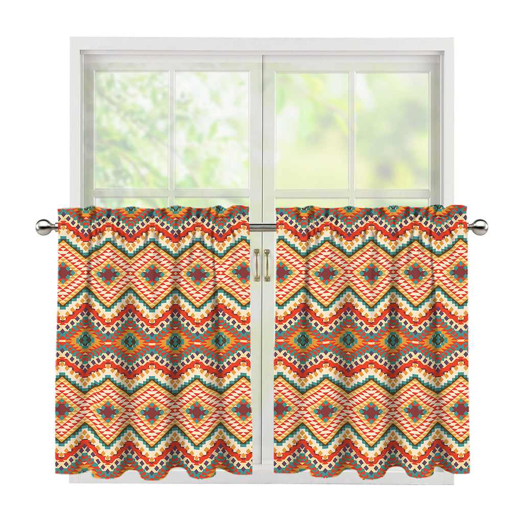 Geometric Navajo Pattern Print Tier Curtains