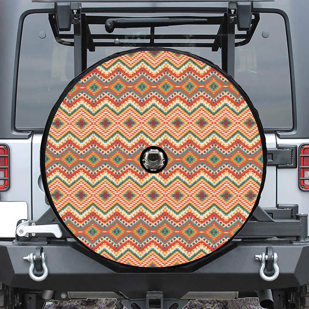 Geometric Navajo Pattern Print Tire Cover With Camera Hole