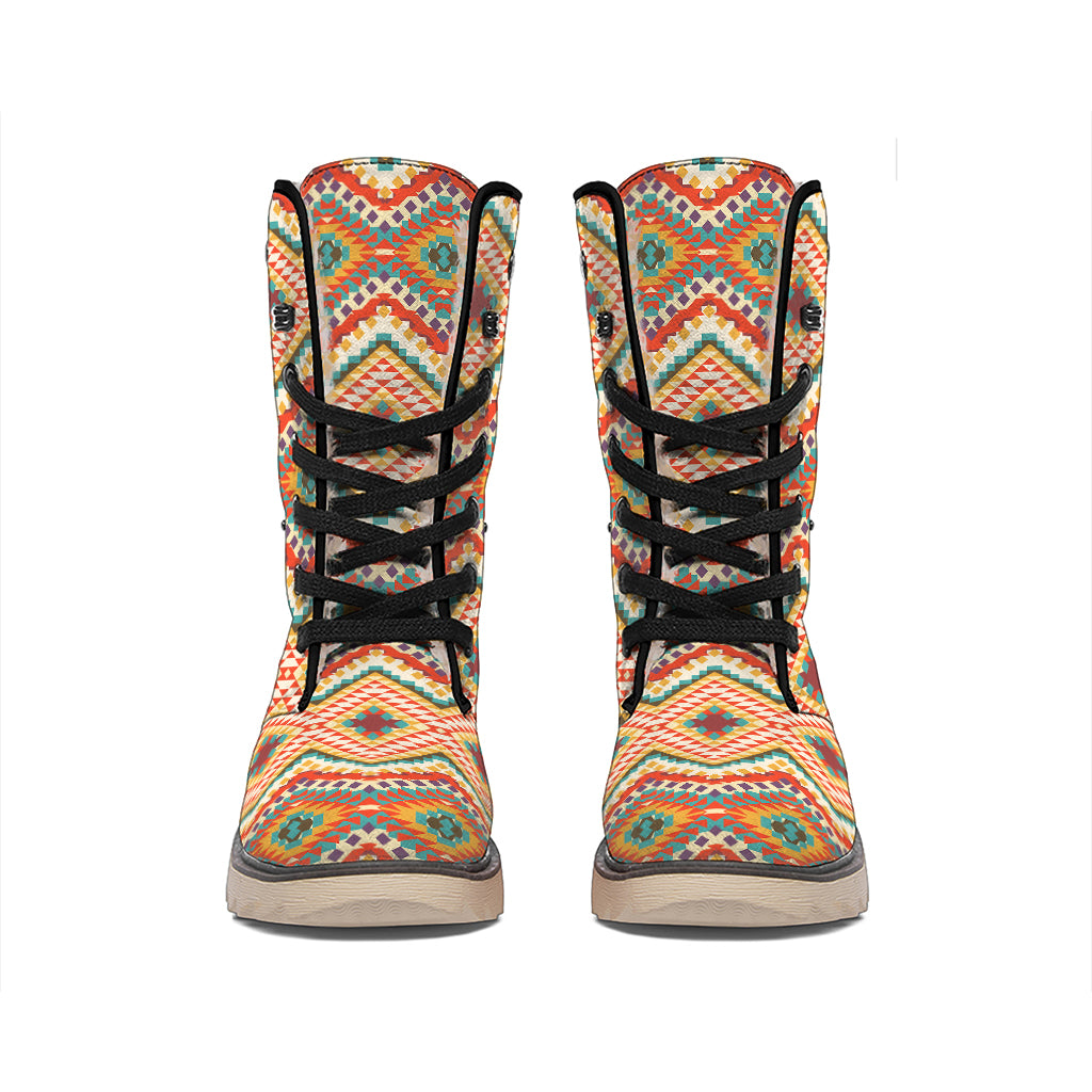 Geometric Navajo Pattern Print Winter Boots