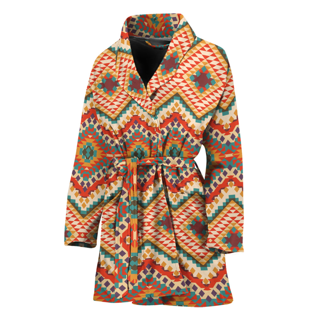 Geometric Navajo Pattern Print Women's Bathrobe