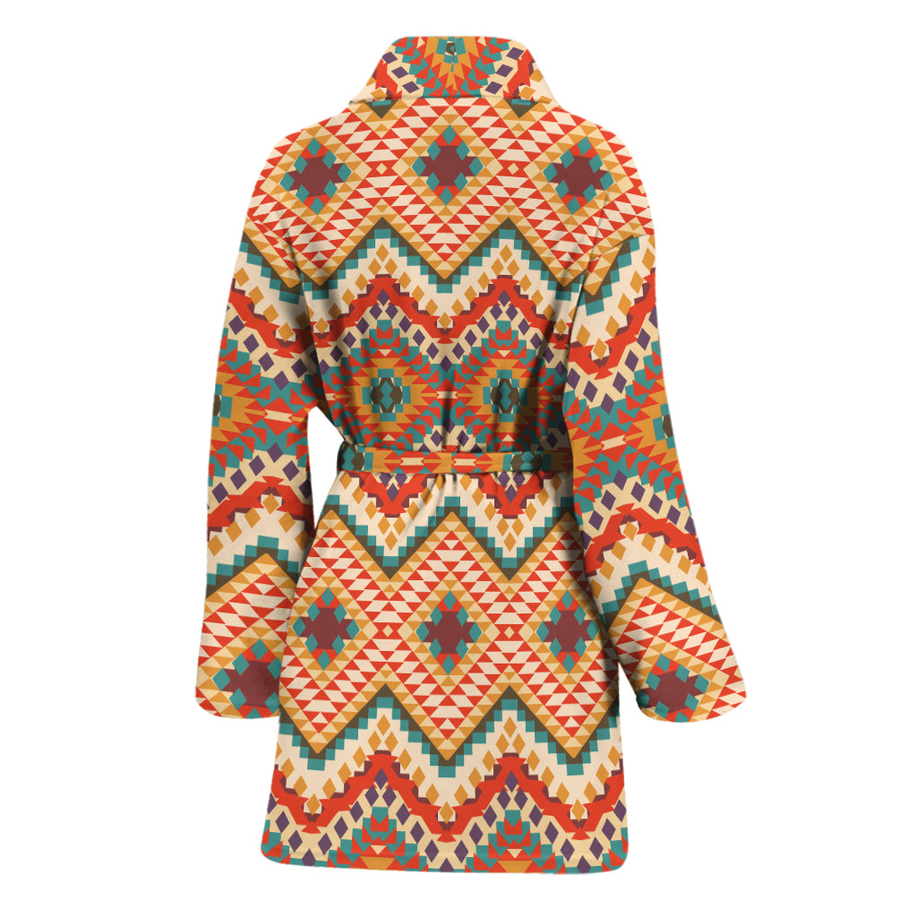 Geometric Navajo Pattern Print Women's Bathrobe