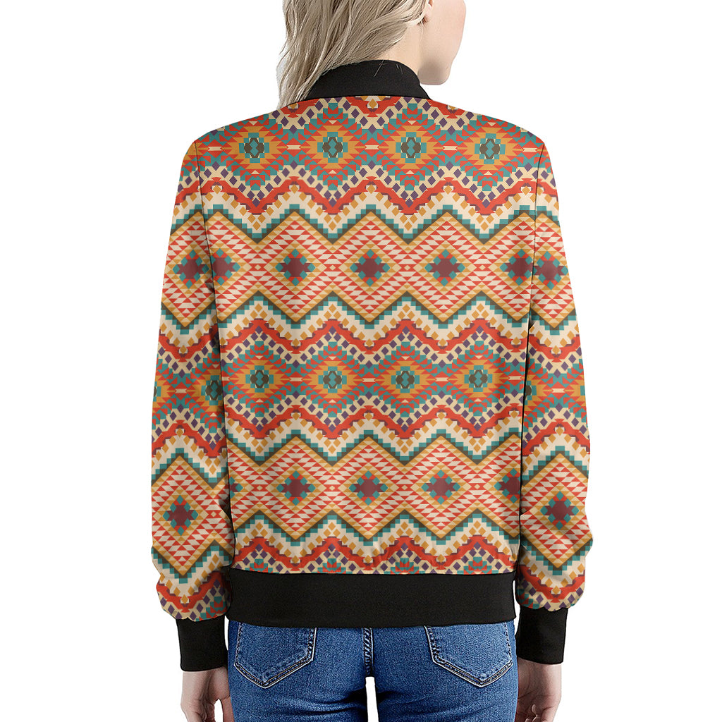 Geometric Navajo Pattern Print Women's Bomber Jacket