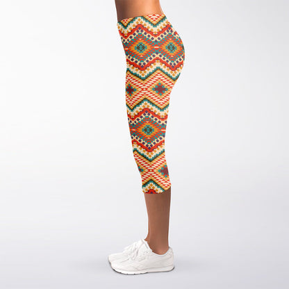 Geometric Navajo Pattern Print Women's Capri Leggings