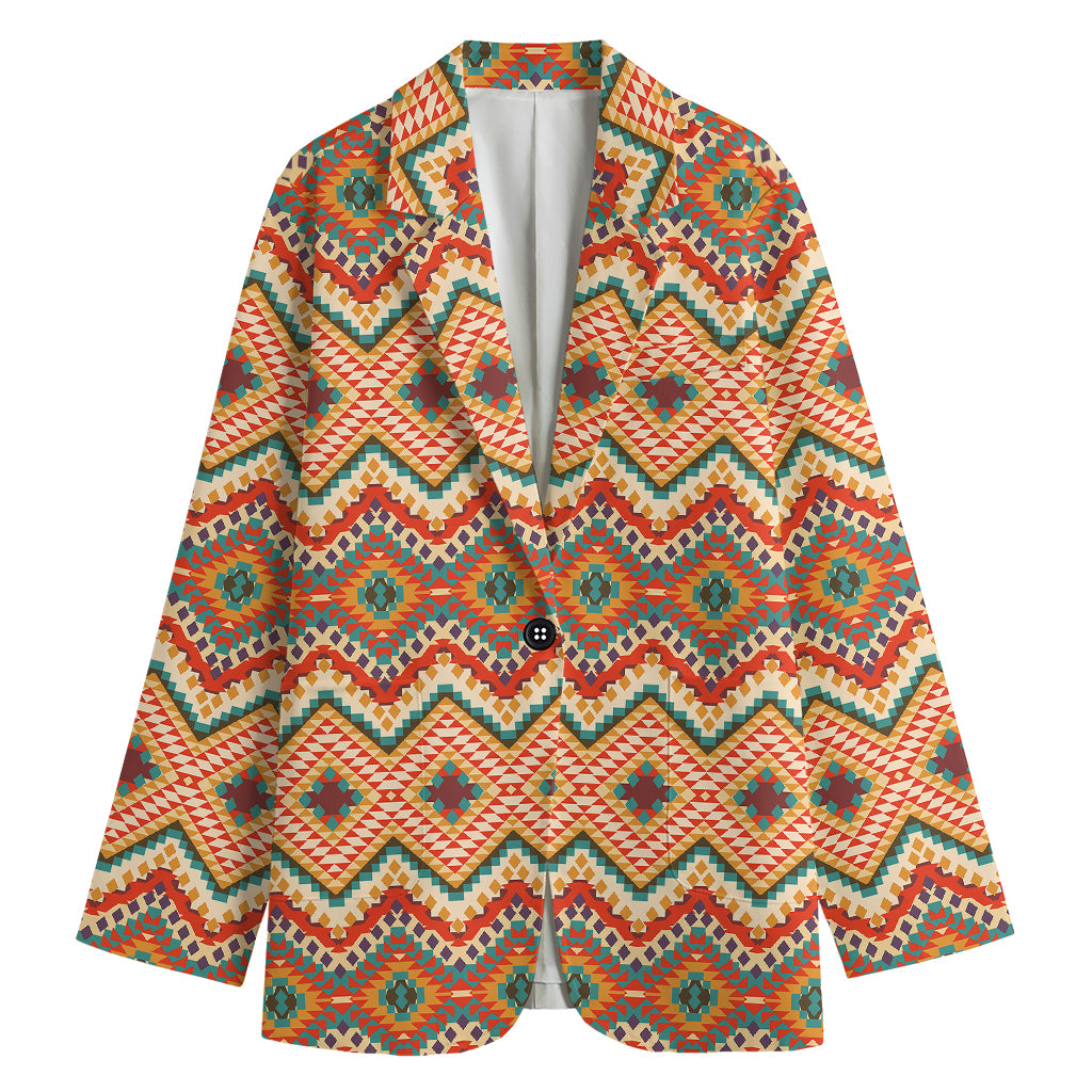 Geometric Navajo Pattern Print Women's Cotton Blazer