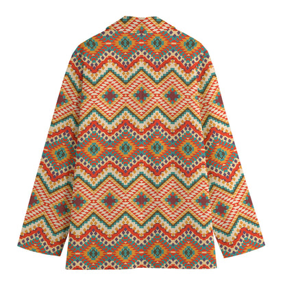 Geometric Navajo Pattern Print Women's Cotton Blazer