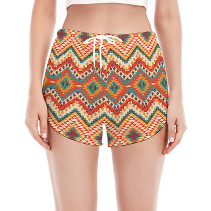 Geometric Navajo Pattern Print Women's Split Running Shorts