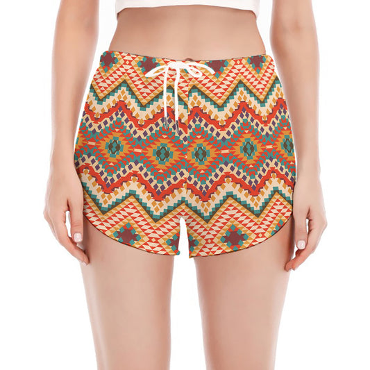 Geometric Navajo Pattern Print Women's Split Running Shorts