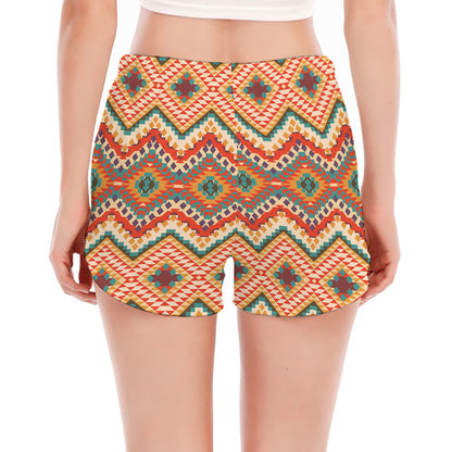 Geometric Navajo Pattern Print Women's Split Running Shorts