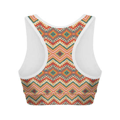 Geometric Navajo Pattern Print Women's Sports Bra