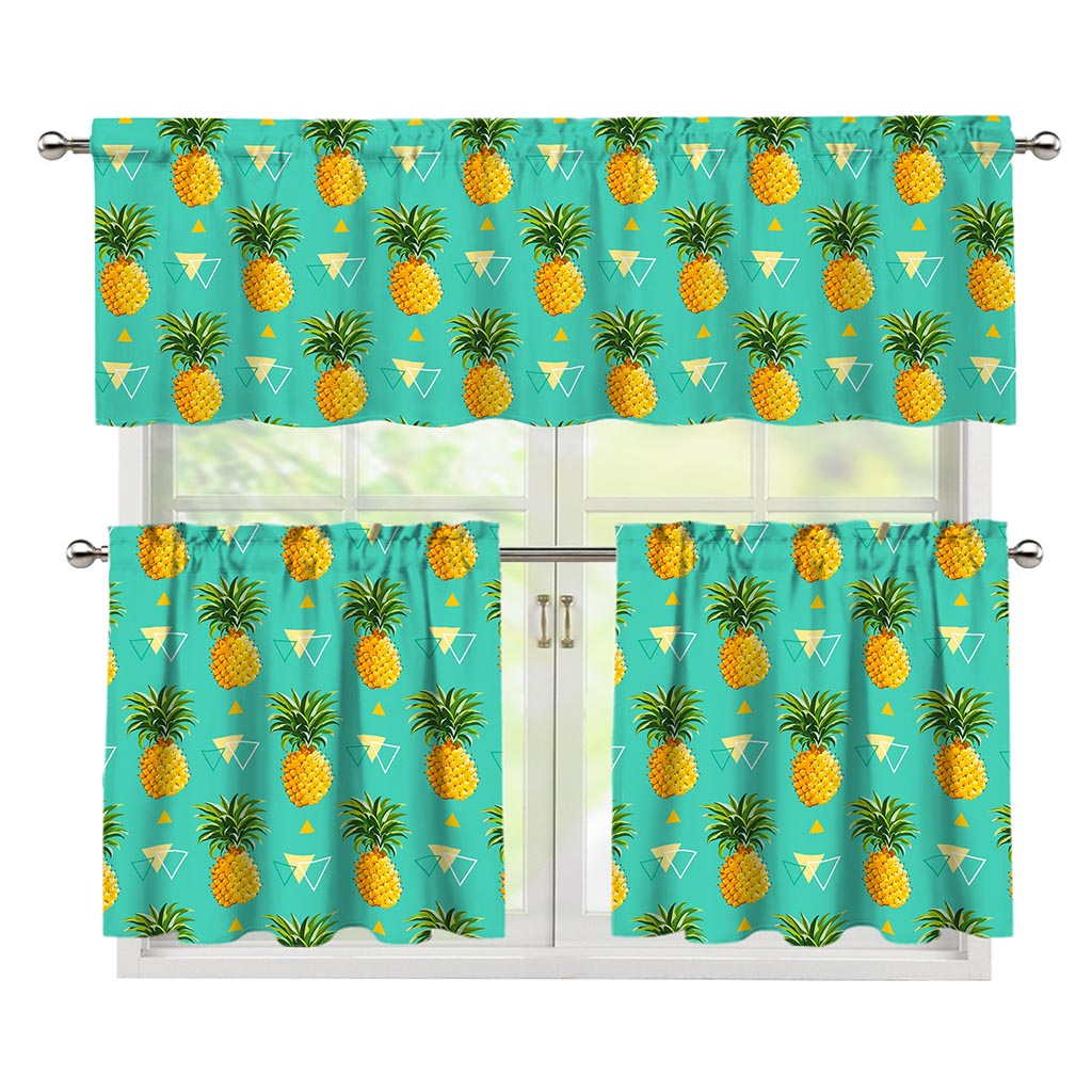 Geometric Pineapple Pattern Print 3 Piece Kitchen Curtains