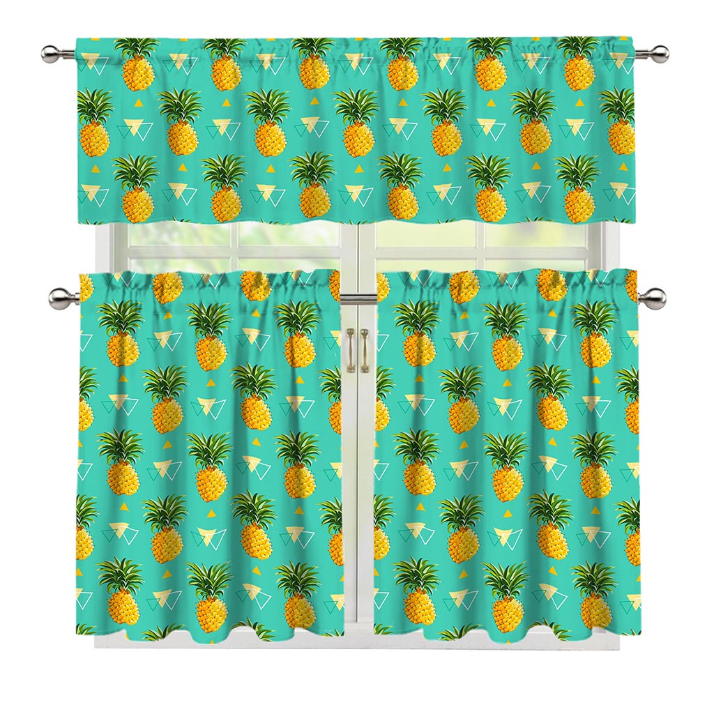 Geometric Pineapple Pattern Print 3 Piece Kitchen Curtains