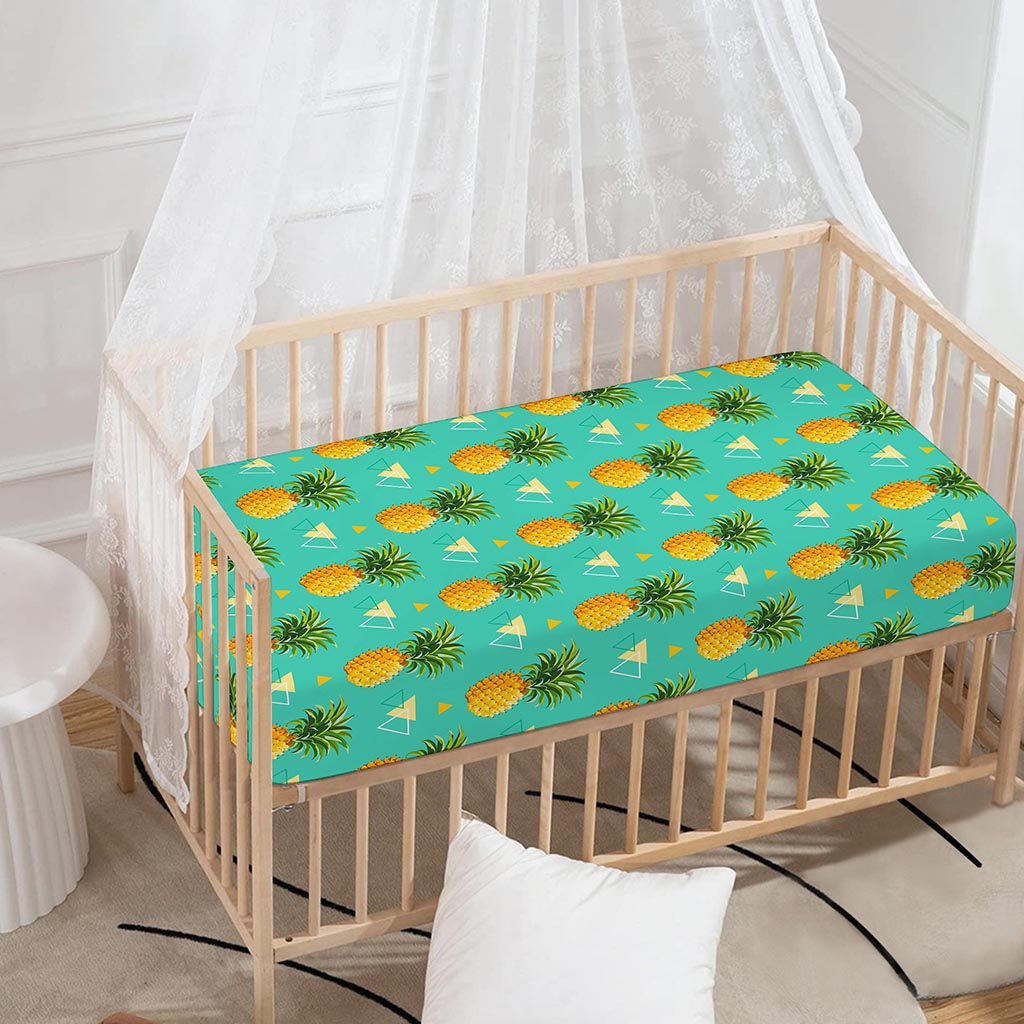 Geometric Pineapple Pattern Print Baby Crib Sheet