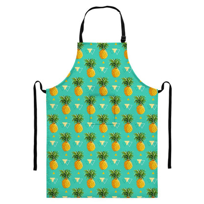 Geometric Pineapple Pattern Print Bib Apron With Pocket