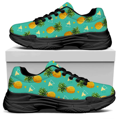 Geometric Pineapple Pattern Print Black Chunky Shoes