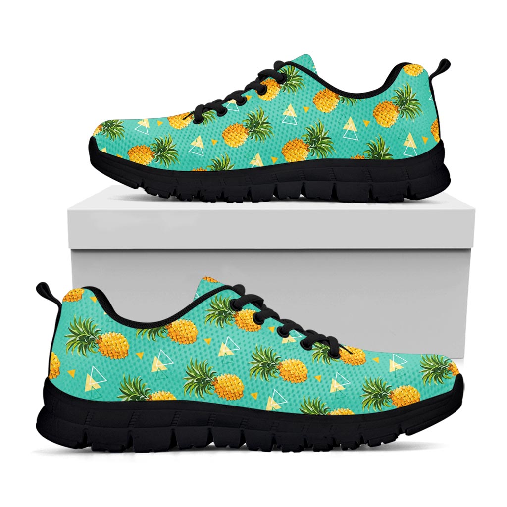 Geometric Pineapple Pattern Print Black Running Shoes