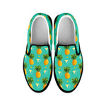 Geometric Pineapple Pattern Print Black Slip On Sneakers