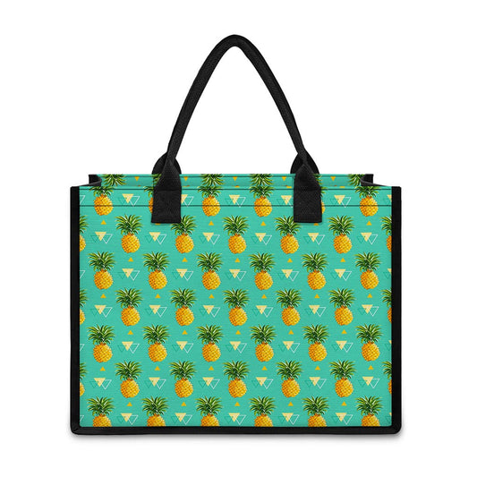 Geometric Pineapple Pattern Print Canvas Tote Bag