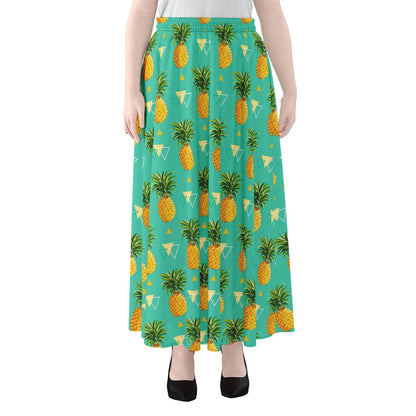 Geometric Pineapple Pattern Print Chiffon Maxi Skirt