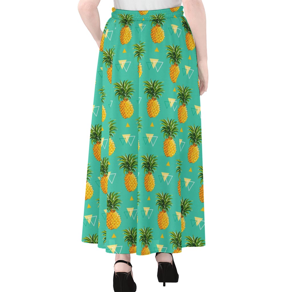 Geometric Pineapple Pattern Print Chiffon Maxi Skirt