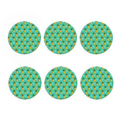 Geometric Pineapple Pattern Print Coaster Set