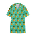 Geometric Pineapple Pattern Print Cotton Hawaiian Shirt